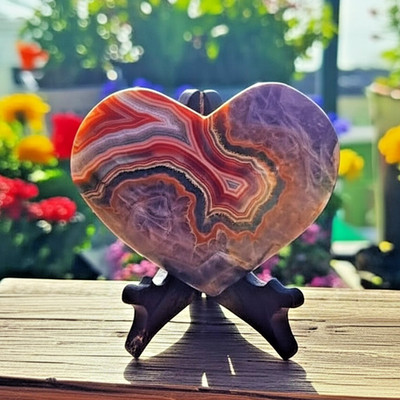 Mexican Amethyst Crazy Lace Agate Heart Stone Natural Crystal for Healing & Love