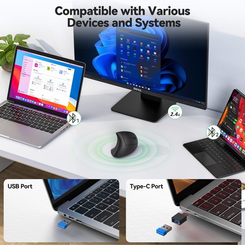 Ergonomic Mouse, Jiggler Bluetooth Wireless Vertical Mouse, 4800 DPI Silent M... - Picture 2 of 7