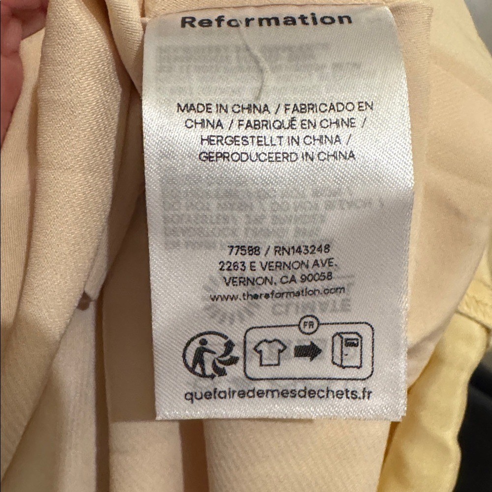 New Reformation Casette Silk Dress Blonde Size 6 image 5