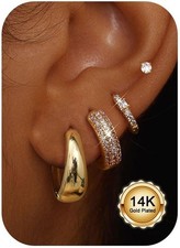 Gold Plated Small Hoop Earrings for Women Hypoallergenic Dainty Huggie Set