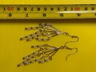 VINTAGE  Sweeper Earrings 2 3/4” Long Designer Crystals Gold Tone Hook PIERCED — photo 3