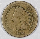 1861-P "Indian Head" Small-Cent Copper-Nickel Coin Var. 2, Very Good