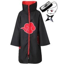 Akatsuki Uchiha Itachi Cloak for Kids Adult Long Black Robe Capes Halloween Carn
