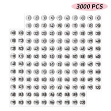 3000 PCS Number Stickers Labels, 0.4'' Silver Consecutive Number Stickers