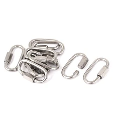 4mm Thickness Quick Links Carabiners Key Ring Silver Tone 10 Pcs