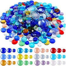 Honeydak 300 Pcs Flat Glass Marbles for Vases 13-15 mm, Colorful