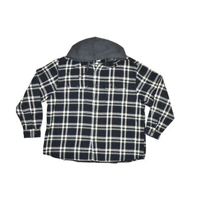 American Eagle Men's Jacket Size XXL Flannel Hooded Plaid Long Sleeve Shirt