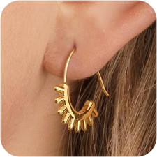 Chunky Gold Hoop Earrings for Women, Chunky 14K Gold Plated Thick Hoop Earrings