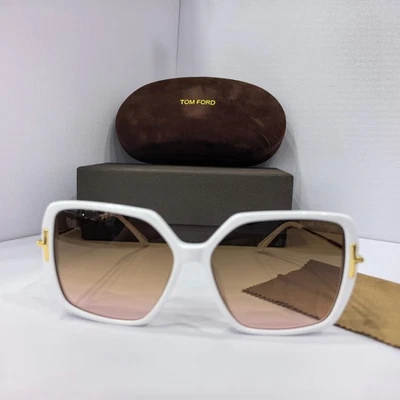 Tom Ford JOANNA 38N white large frame square UV-resistant sunglasses FT1039 - Image 1 of 4