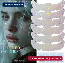 HOSAILY 6 pcs Holographic Glitter Freckles Face Tattoo, Waterproof Sparkle Body