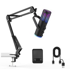 Gaming Microphone, USB Condenser Mic for PC, PS4/5 and Mac, Noise Cancellatio...