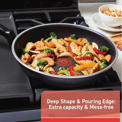 Nonstick Fry Pan Set 9.5 In 11 In Titanium Thermo Spot Soft Grip Deep Shape New - Picture 8 of 10