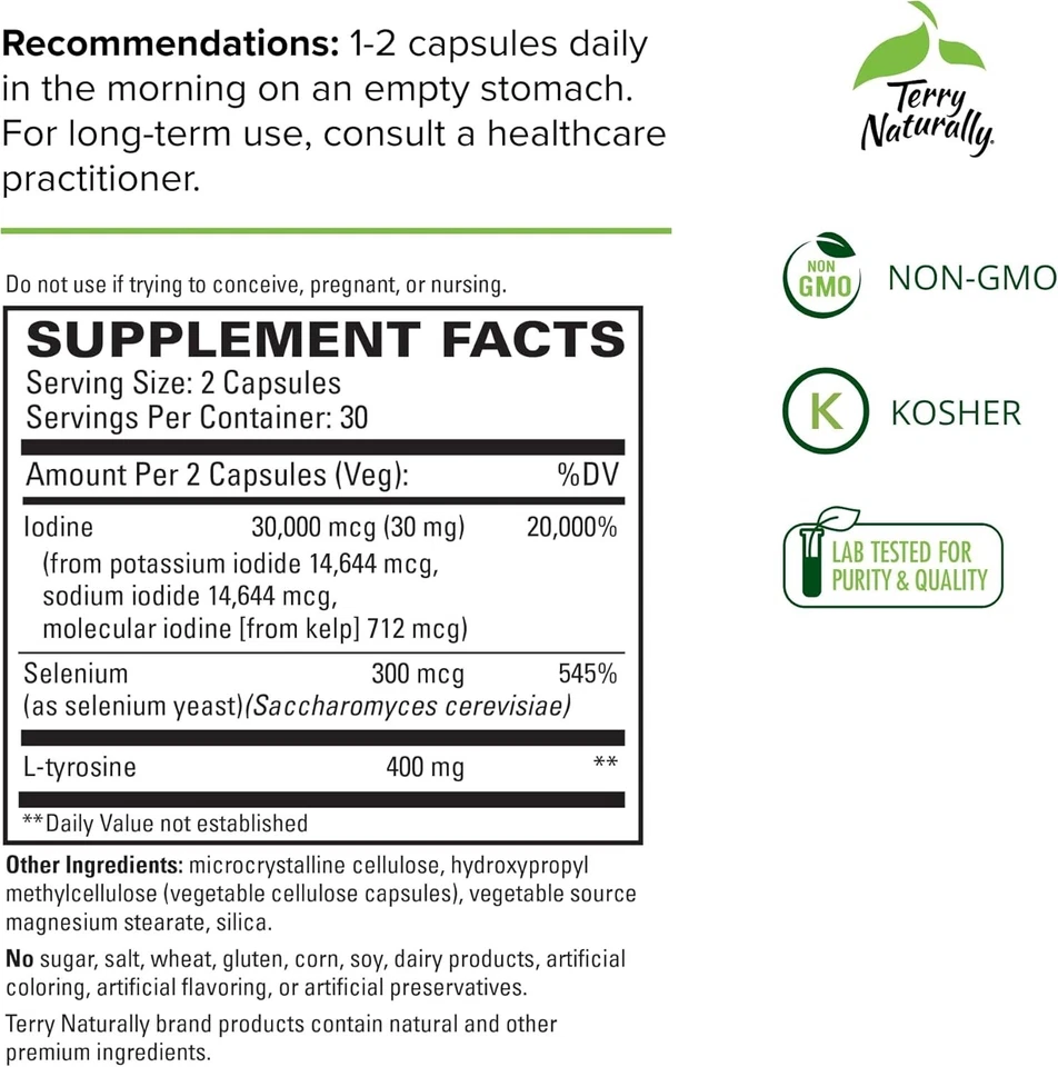 Cuidado de la Tiroides - 60 Cápsulas - Función Metabólica Completa - con Yodo + L-Tiroides Foto 2 de 4