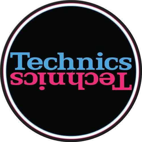Technics Logo DJ Slipmats, felt (pair, double blue with 2 colour logo print) - Picture 2 of 4