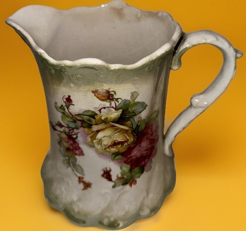 Porcelain Milk Pitcher Rose Garland Motif C P Co DIXIE Stamp Antique 6 3/8" High - Picture 3 of 10