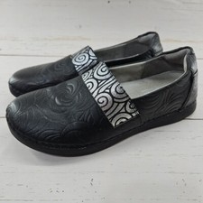 Alegria Womens Black Swirl Loafers Slip Resistant Shoes EU 37 US 7-7.5 GLE-681