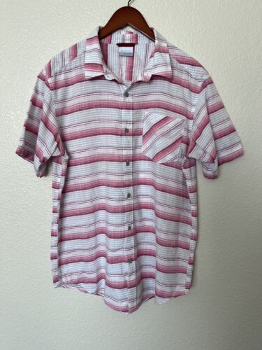 Columbia Mens Button Down Shirt Short Sleeve Pocket Size Large MULTICOLOR