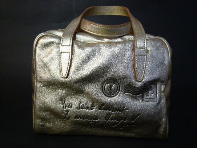Autentica borsa Yves Saint Laurent vintage a mano posta oro fondo di magazzino non usata