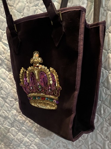 Borsa in velluto corona viola - Foto 3 di 7