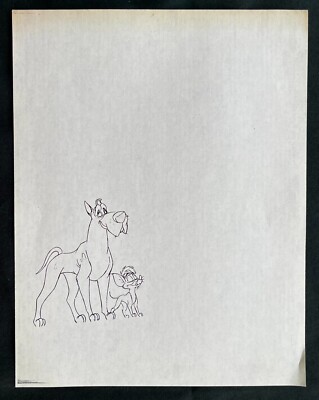 OLIVER & COMPANY 1988 EINSTEIN & TITO Disney Animation ART Photo