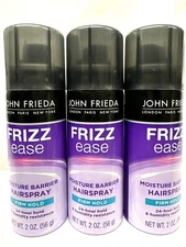 3 john frieda frizz ease moisture barrier firm hold 2oz ea spray scuff/dented