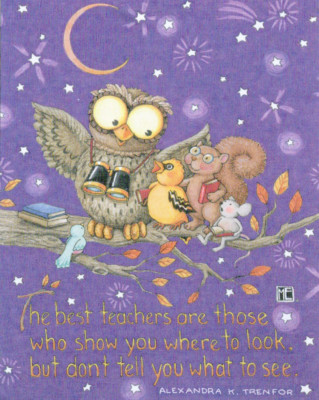 BEST TEACHERS OWL-Handcrafted School Fridge Magnet-w/Mary Engelbreit art  