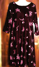 Velvet Floral Print Round Neck Evening Cocktail Christmas Party Ball Gown Maxi