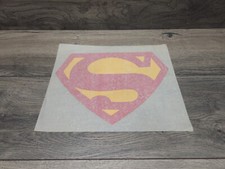 Original Vintage 70s Superman Logo Iron On Transfer Superhero Red Yellow 11x8"