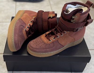 New NIKE SF AIR FORCE 1 AF1 PRM sz 9.5 Men Women 11 DARK RUSSET Brown AQ0118-200