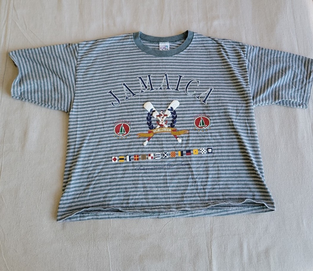 FILA T shirt vintage Cal Cru donna XL squadra remi giamaica canottaggio a righe anni 90