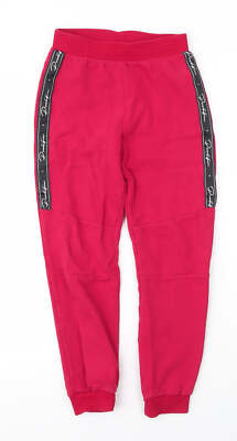 River Island Mädchen rot Baumwollmischung Jogginghose Hose Größe 9 Monate