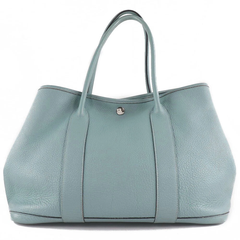 HERMES Garden Party 30 Blue Canvas Bag