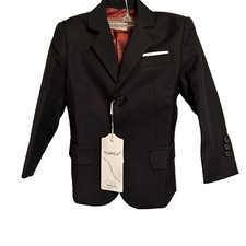 YuanLu Boys Suit Jacket, Black, 2