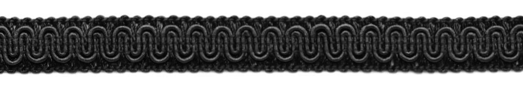 Scroll Gimp Braid Trim, Style# 0058SG, Color# K9 - Pure Black [Sold By The Yard]