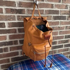 RARE VINTAGE 1970s REINDEER SKIN LEATHER BACKPACK RUCKSACK MACBOOK BAG R$1398