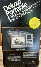 Vintage Deluxe Portable 5" Black and White TV with AM/FM Radio