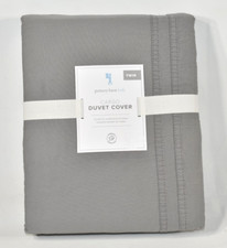 Pottery Barn Kids Cargo Solid Gray Twin Duvet Cover Cotton Twill Pockets NEW