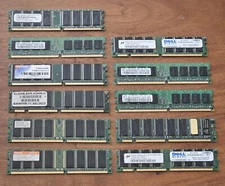 Lot Of 11 Pcs 512MB 266MHz DDR PC2 Desktop SDRAM Memory Various Brands Types A43