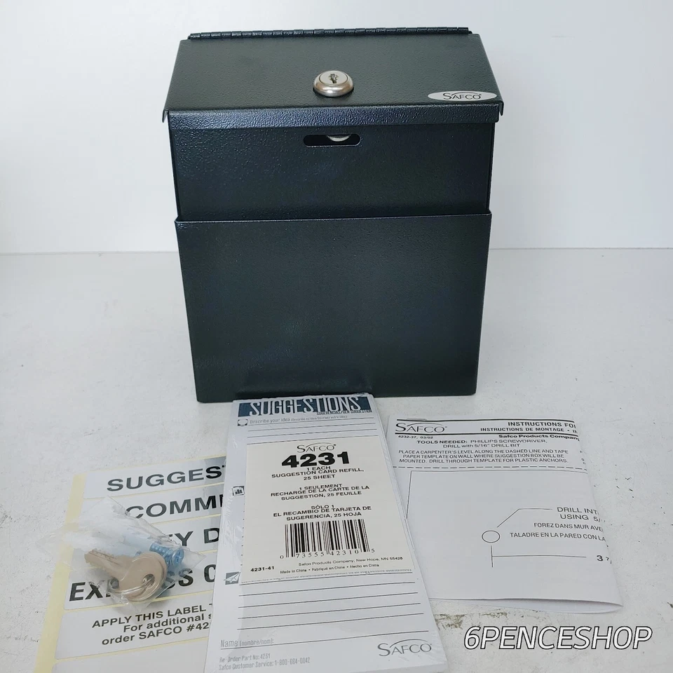 Nuevo *Sin Caja Original* Sugerencia SAFCO Cerradura Negra Caja Metal Montaje en Pared Foto 3 de 4