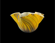 Ciotola fazzoletto Murano vintage arte veneziana decorazione vetro incassato vorticoso Italia