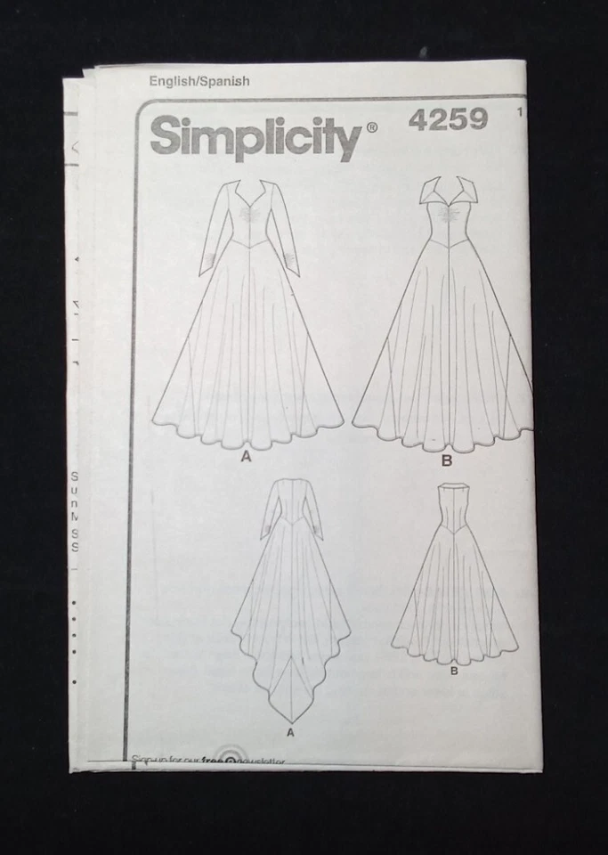 Simplicity Retro Pattern 4259 Misses Size 6-14 Gown Wedding Dress Bridesmaid UC - Image 3 of 4