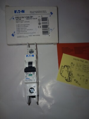 NEW GENUINE EATON FAZ-C15/1-NA-SP CIRCUIT BREAKER 15A C 1 POLE 277VAC, 167135