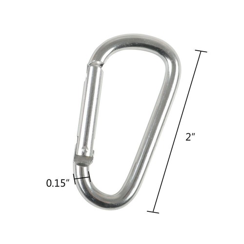 50/100pcs 2" Aluminum Camping Key Chain Spring Clips Hook D Shape Hiking Buckle - Picture 3 of 15