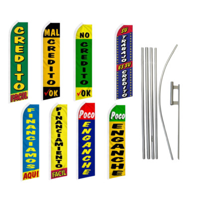Financiamos Aqui Swooper Flutter Advertising Auto Dealer Business Flag Pole Kits