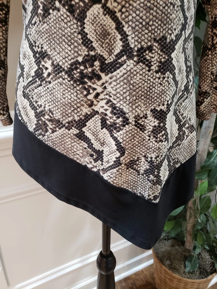 Blusa Top Manga Larga Coco Bianco Para Mujer Beige y Negro Poliéster Cuello Redondo M Foto 3 de 4