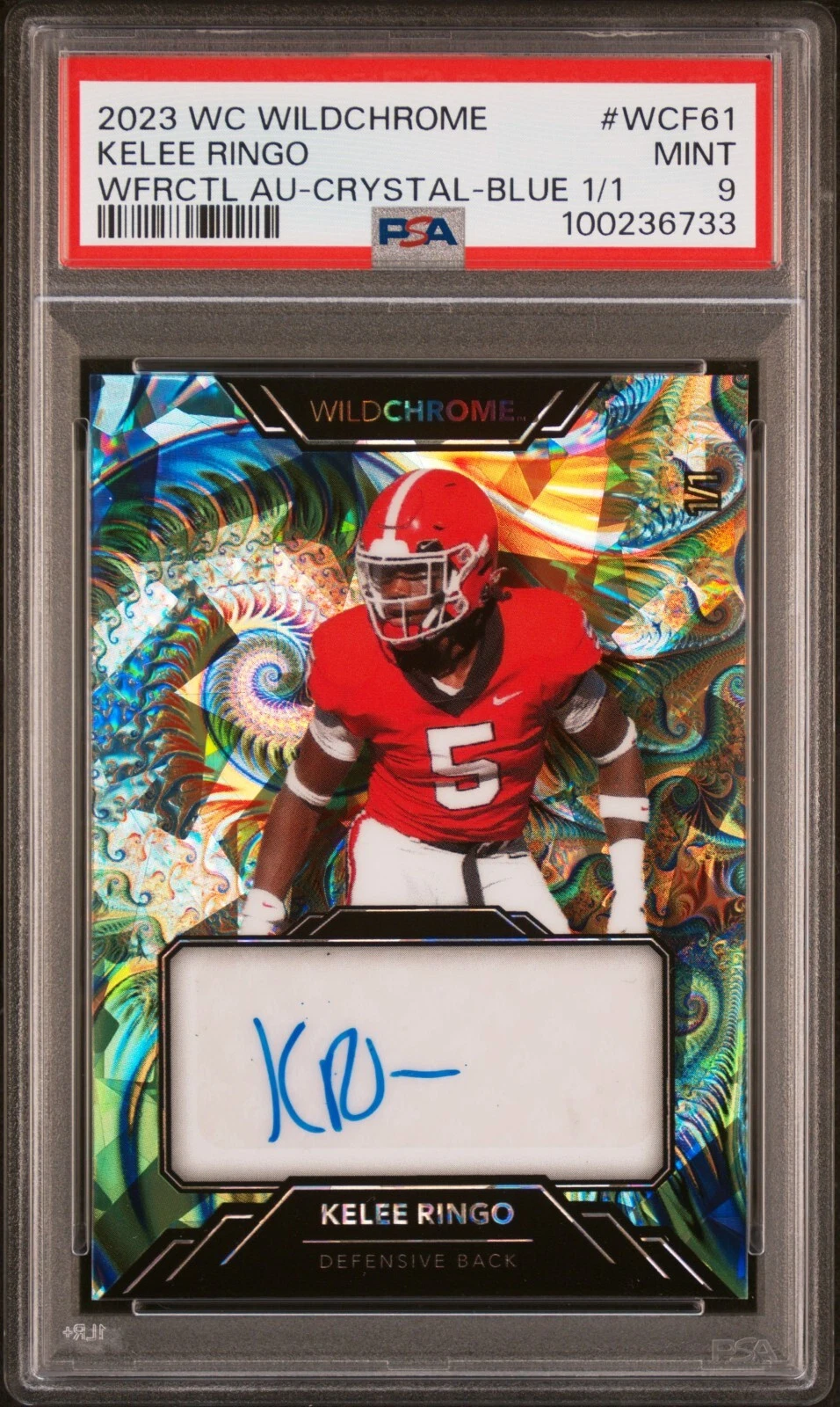 Kelee Ringo Wild Card Wildchrome Draft Wildfractal Autographs #WCF61 Crystal Holographic-Blue 1/1