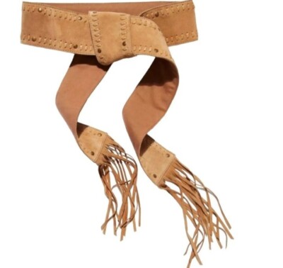 Free People  Blaire Fringe Wrap Belt Free People Blaire Fringe Wrap Belt Suede Studded Wide Tie  main image 4