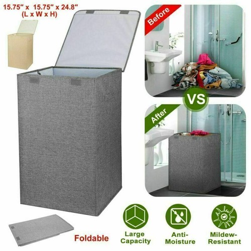 2pcs Laundry Hamper with Lid 90L Large Laundry Basket Collapsible with Handle AU - Picture 3 of 14