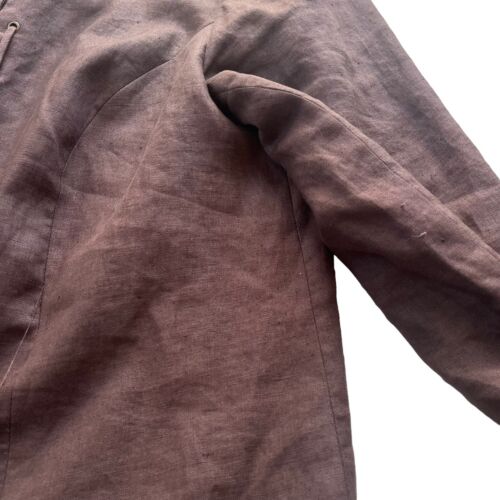 JM Woman Collection Womens Size 18W Brown 100% Linen Thread Detail Blazer Jacket - Picture 15 of 21