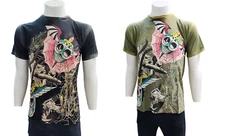 Christian Audigier Los Angeles Men's T-Shirt Short Sleeve Rhinestone S-M-L-XL